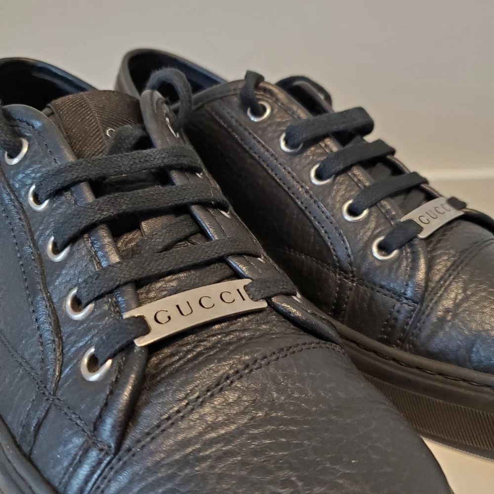 Gucci Pebbled Napa Lace-up Sneakers Size 6.5 312615 - Picture 4 of 7